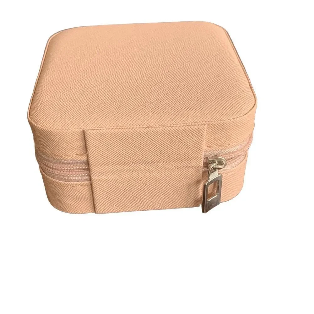 Small Pink Travel Jewelry Case in Vegan Leather